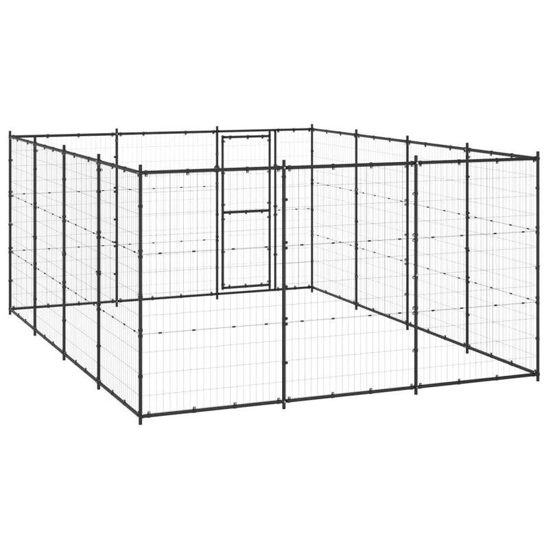 vidaXL Outdoor Dog Kennel Steel 14.52 m²