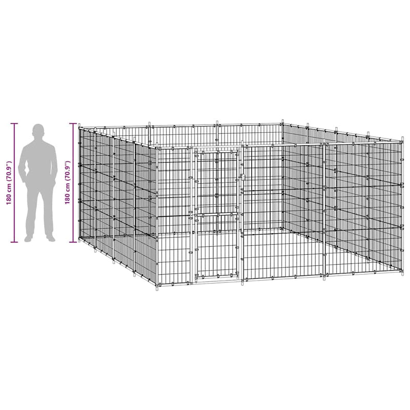 vidaXL Outdoor Dog Kennel Steel 14.52 m²