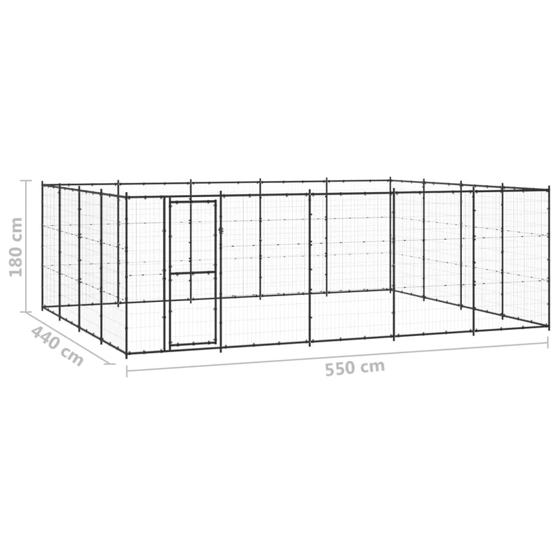 vidaXL Outdoor Dog Kennel Steel 24.2 m²