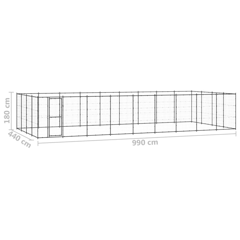 vidaXL Outdoor Dog Kennel Steel 43.56 m²