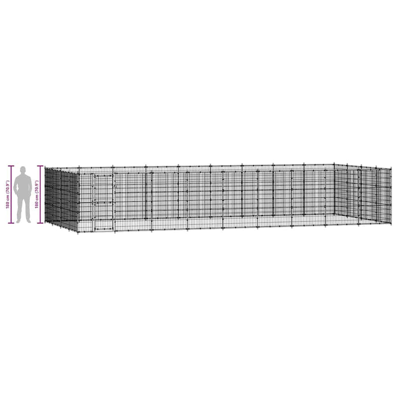 vidaXL Outdoor Dog Kennel Steel 43.56 m²