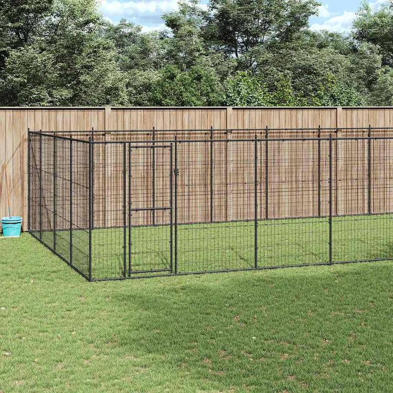 vidaXL Outdoor Dog Kennel Steel 53.24 m²