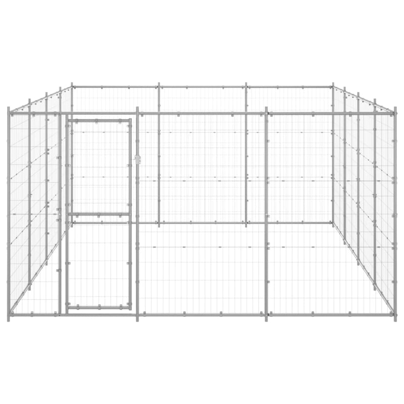vidaXL Outdoor Dog Kennel Galvanised Steel 14.52 m²