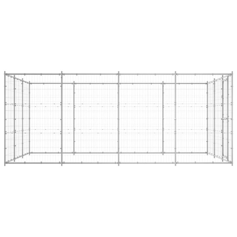 vidaXL Outdoor Dog Kennel Galvanised Steel 14.52 m²