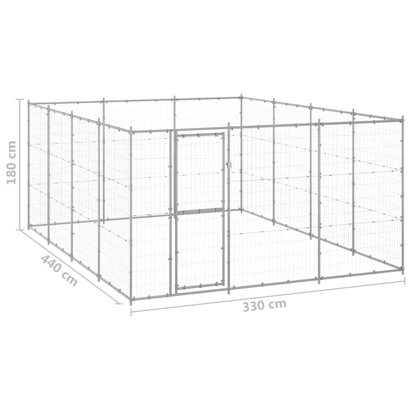 vidaXL Outdoor Dog Kennel Galvanised Steel 14.52 m²