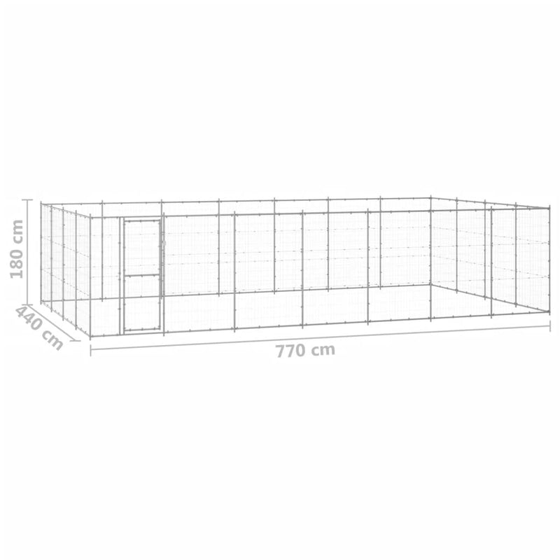 Outdoor Dog Kennel Galvanised Steel 33.88 m²