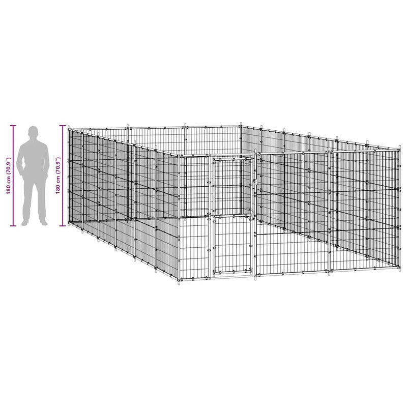 vidaXL Outdoor Dog Kennel Steel 21.78 m²