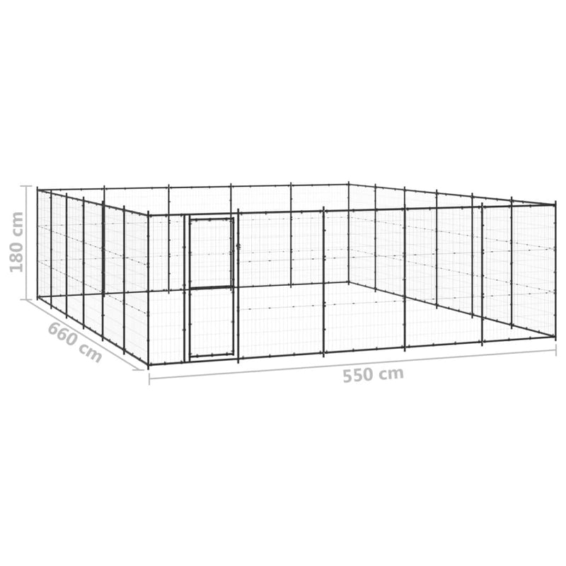 vidaXL Outdoor Dog Kennel Steel 36.3 m²