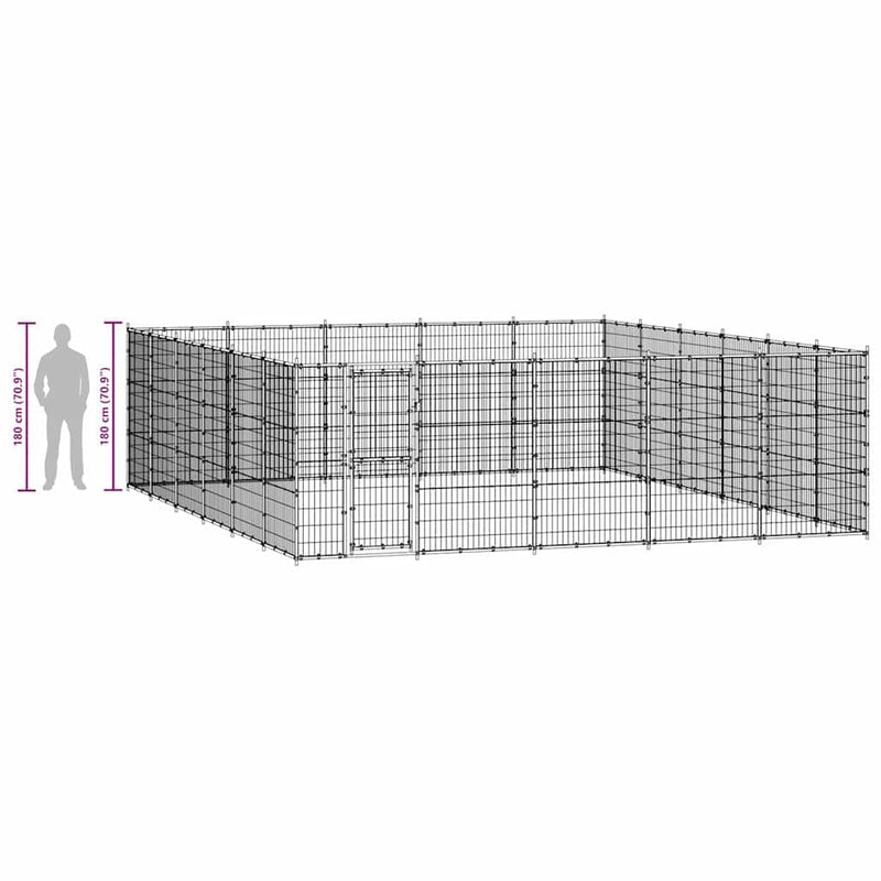 vidaXL Outdoor Dog Kennel Steel 36.3 m²