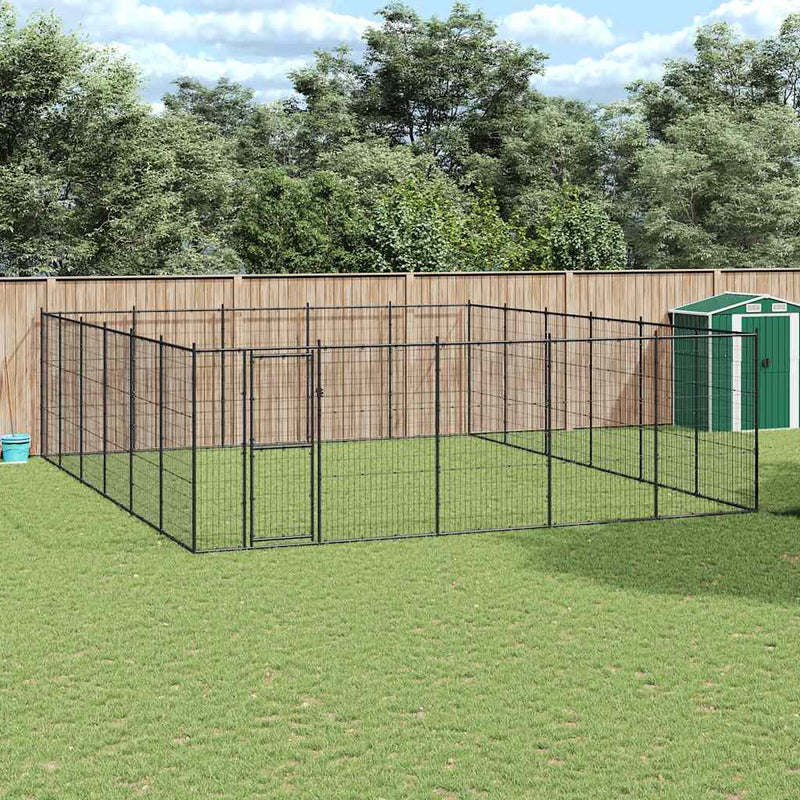 vidaXL Outdoor Dog Kennel Steel 36.3 m²