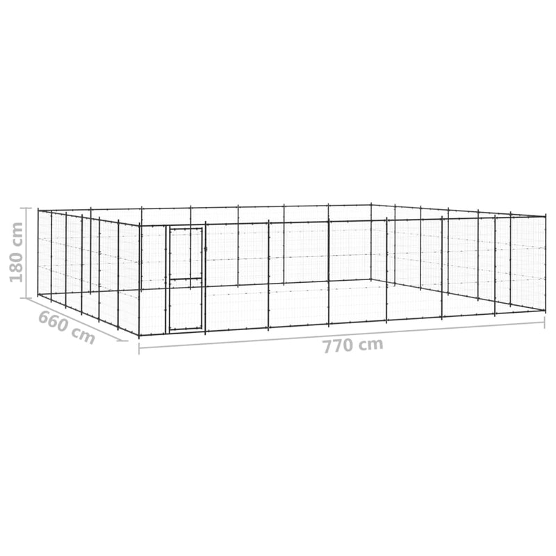 vidaXL Outdoor Dog Kennel Steel 50.82 m²