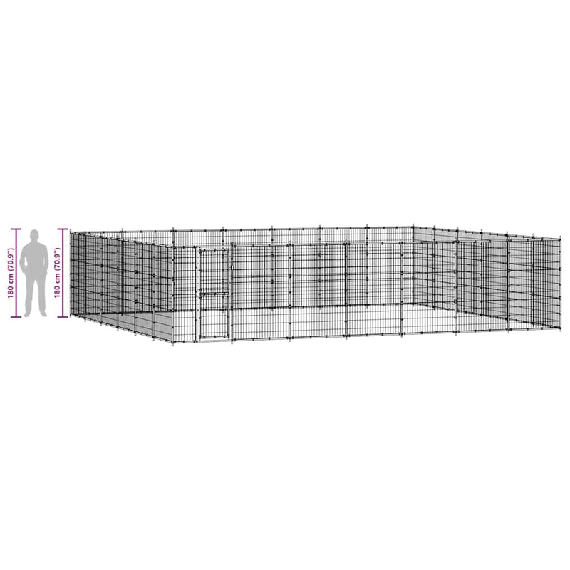 vidaXL Outdoor Dog Kennel Steel 50.82 m²