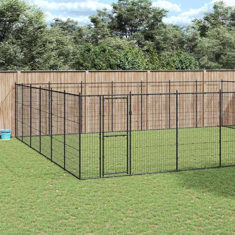 vidaXL Outdoor Dog Kennel Steel 50.82 m²