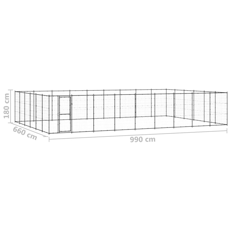vidaXL Outdoor Dog Kennel Steel 65.34 m²