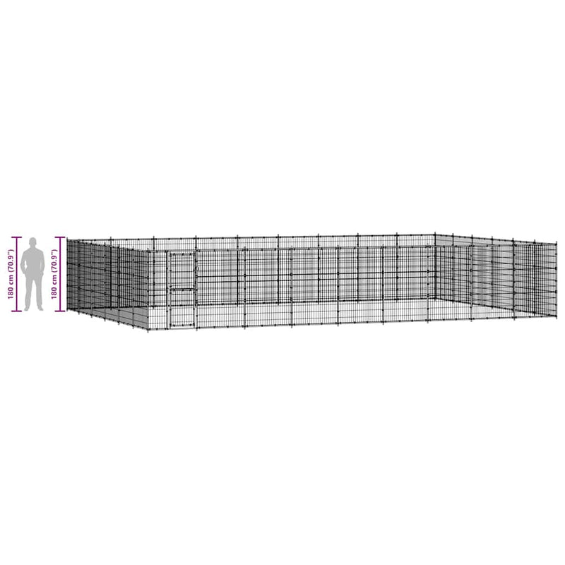 vidaXL Outdoor Dog Kennel Steel 65.34 m²