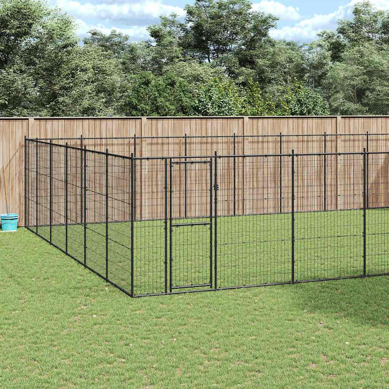 vidaXL Outdoor Dog Kennel Steel 79.86 m²