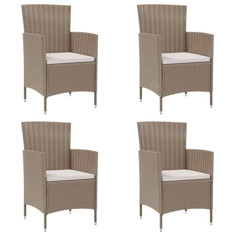 Garden Chairs with Cushions 4 pcs Poly Rattan Beige