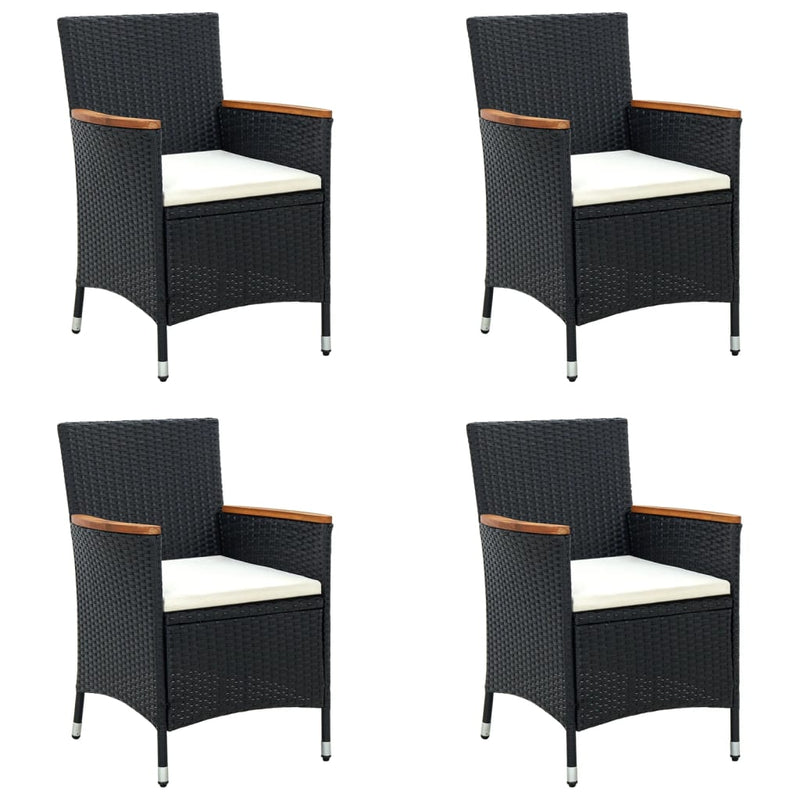 Garden Dining Chairs 4 pcs Poly Rattan Black