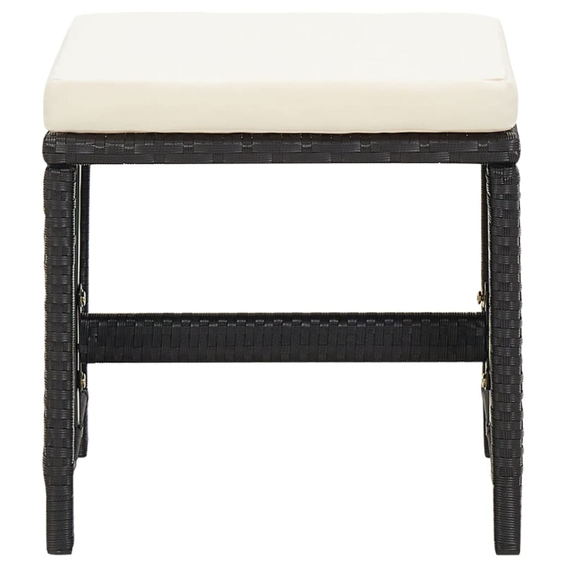 vidaXL Garden Stools 4 pcs with Cushions Poly Rattan Black