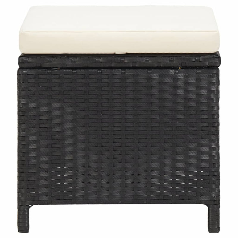 vidaXL Garden Stools 4 pcs with Cushions Poly Rattan Black