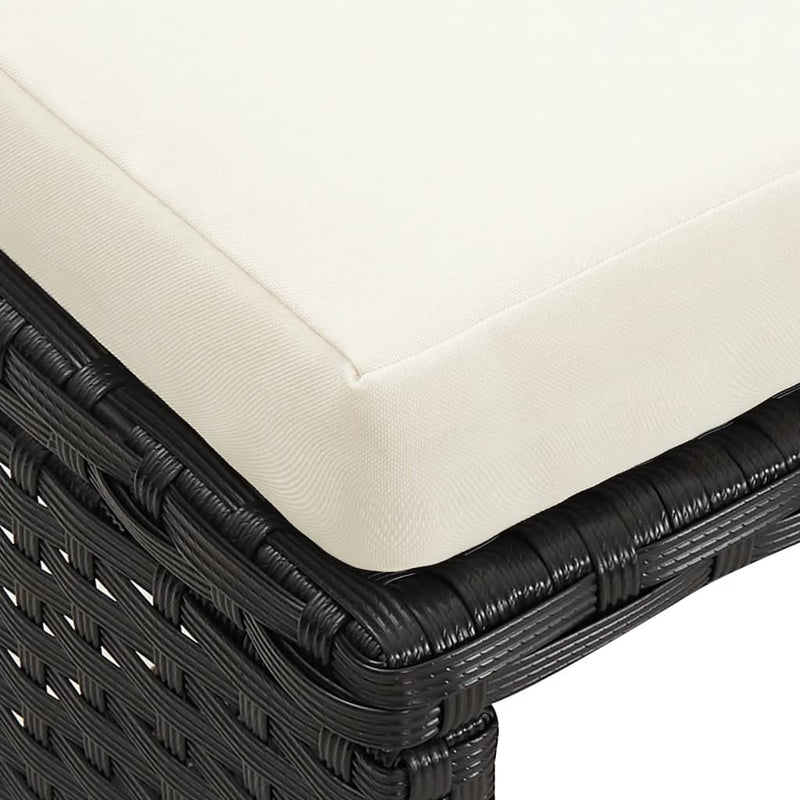 vidaXL Garden Stools 4 pcs with Cushions Poly Rattan Black