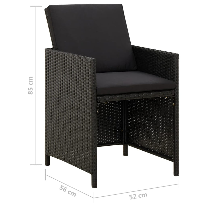 vidaXL 4 Piece Garden Chair and Stool Set Poly Rattan Black