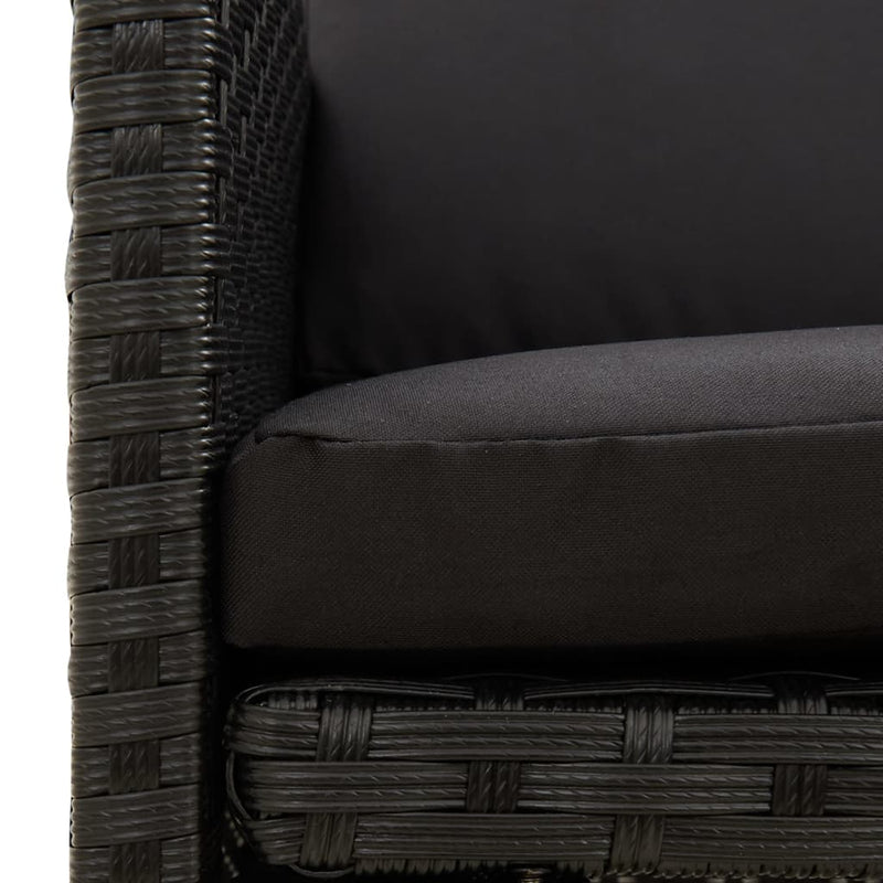 vidaXL 4 Piece Garden Chair and Stool Set Poly Rattan Black