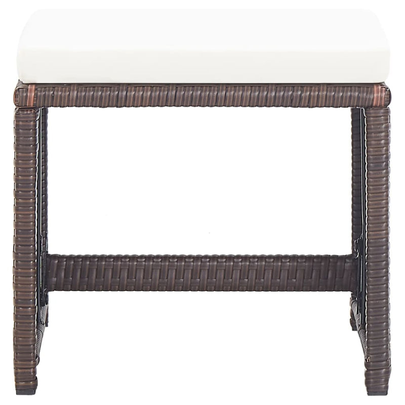 vidaXL Garden Stools 4 pcs with Cushions Poly Rattan Brown