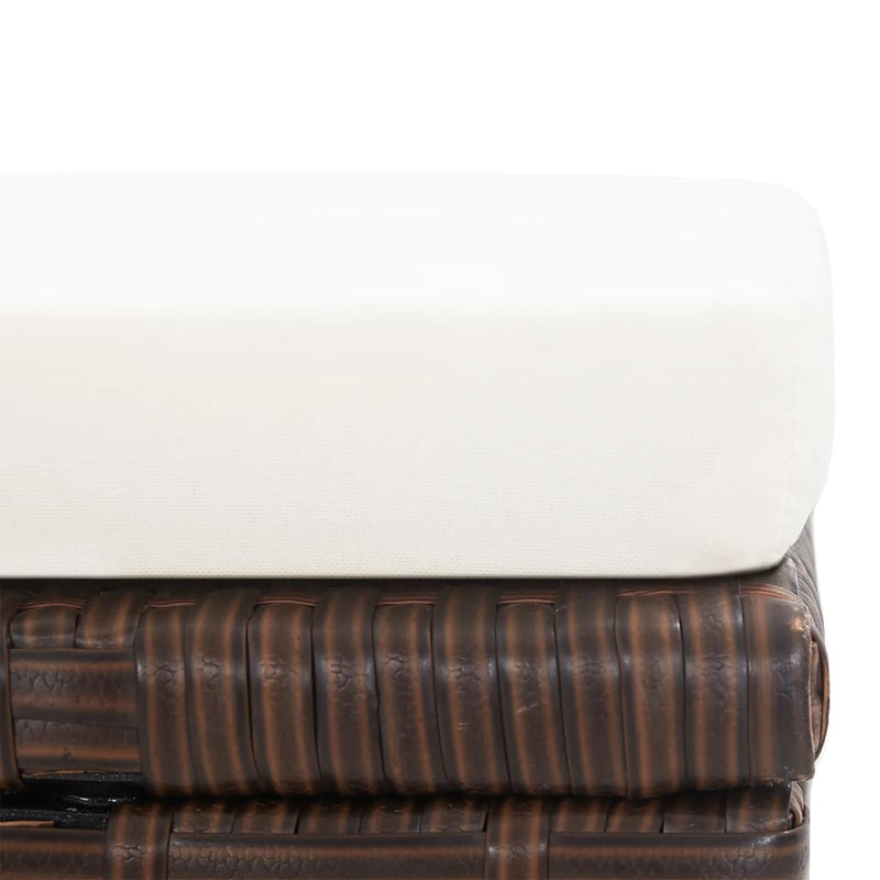 vidaXL Garden Stools 4 pcs with Cushions Poly Rattan Brown