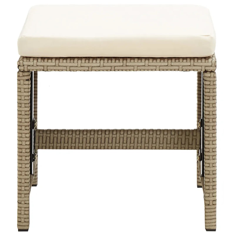 Garden Stools 4 pcs with Cushions Poly Rattan Beige
