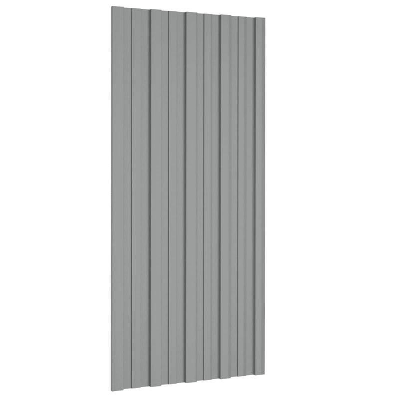 Roof Panel 12 pcs Grey 100 x 45 cm Galvanised steel