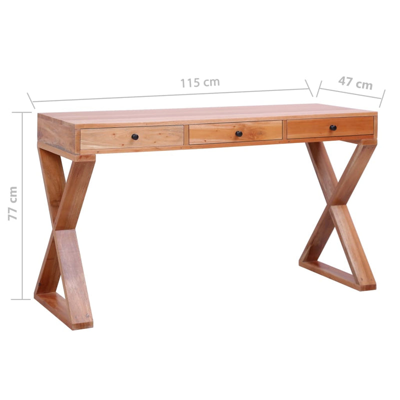 vidaXL Computer Desk Natural 115x47x77 cm Solid Mahogany Wood
