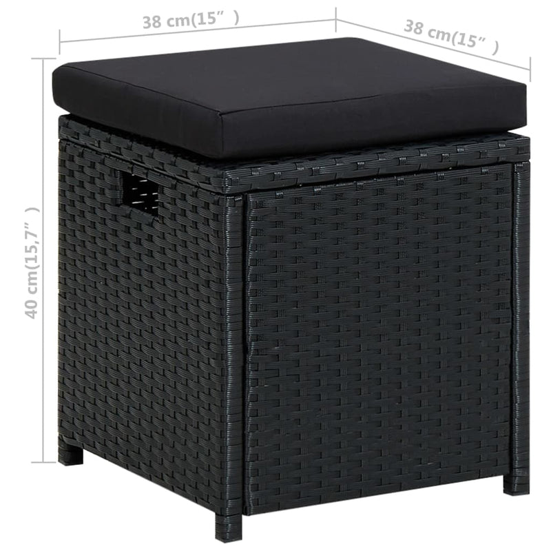 vidaXL 6 Piece Garden Lounge Set with Cushions Poly Rattan Black