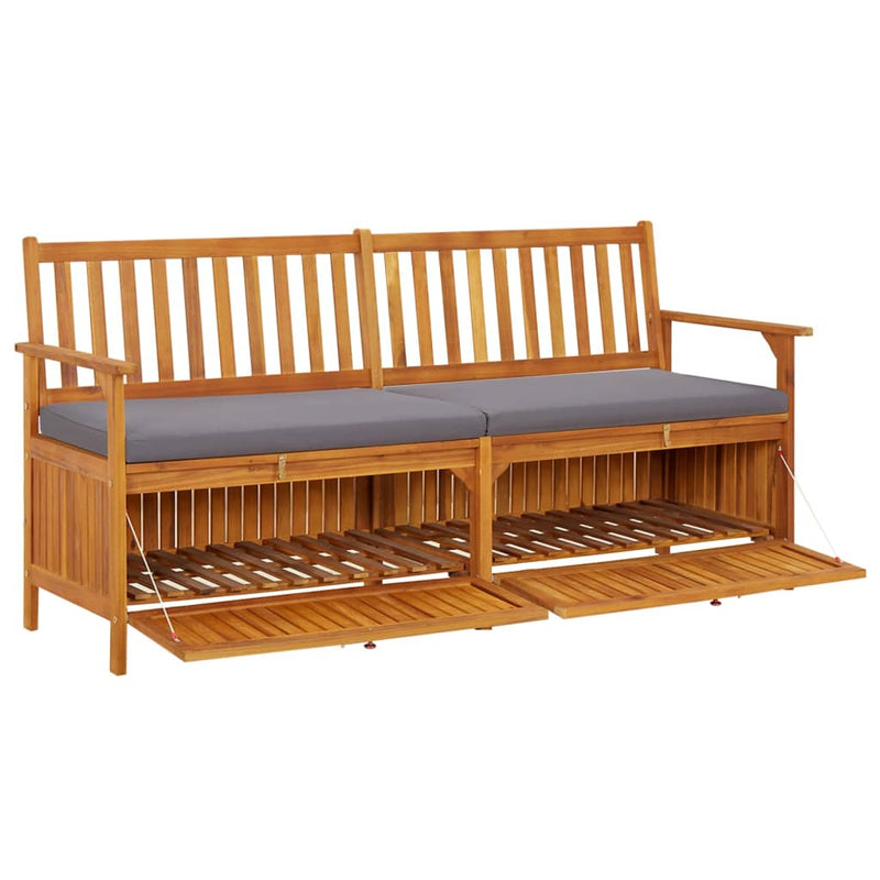 vidaXL Storage Bench with Cushion 170 cm Solid Wood Acacia