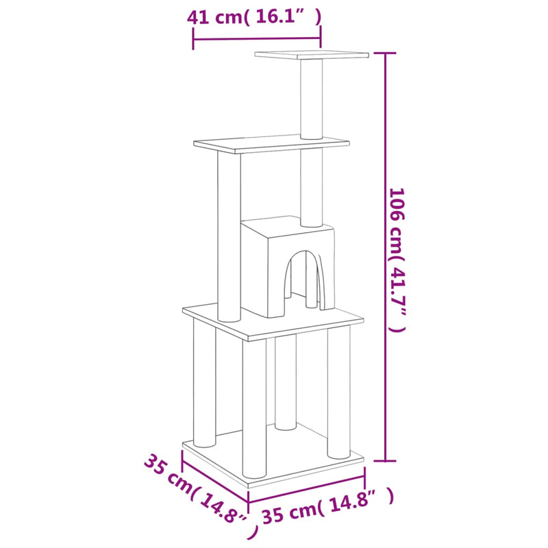 Cat Tree with Sisal Scratching Posts Dark Grey 105 cm