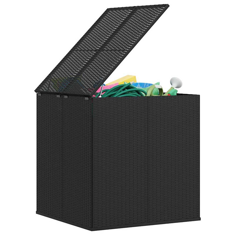 vidaXL Garden Cushion Box PE Rattan 100x97.5x104 cm Black