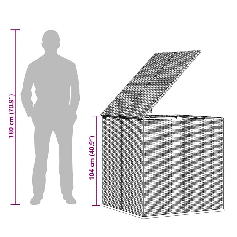 vidaXL Garden Cushion Box PE Rattan 100x97.5x104 cm Grey