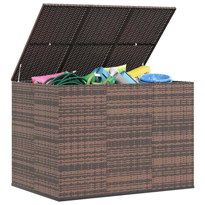 vidaXL Garden Cushion Box PE Rattan 145x100x103 cm Brown
