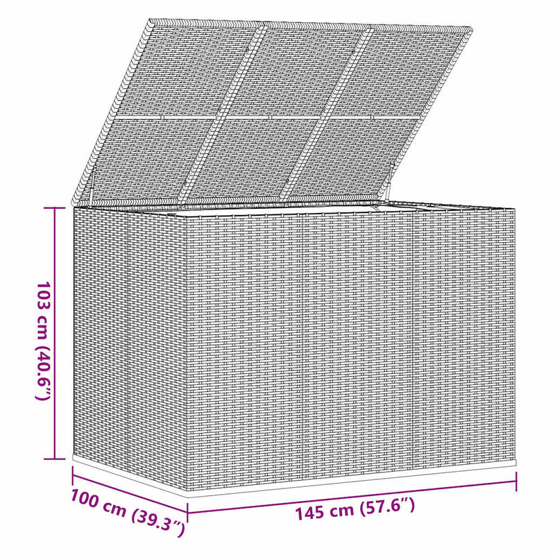 vidaXL Garden Cushion Box PE Rattan 145x100x103 cm Brown