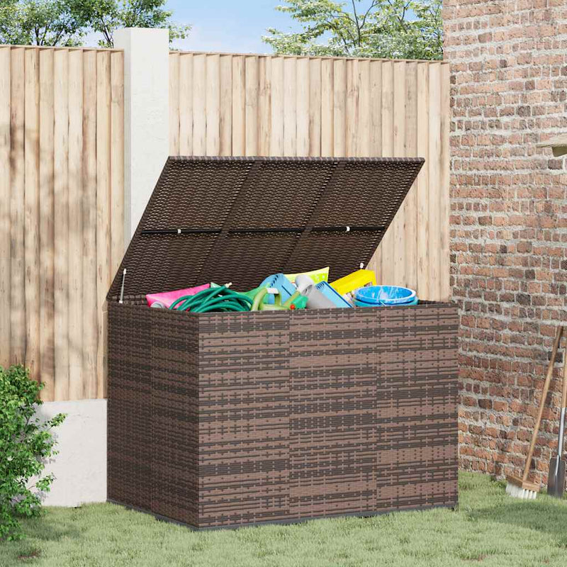 vidaXL Garden Cushion Box PE Rattan 145x100x103 cm Brown