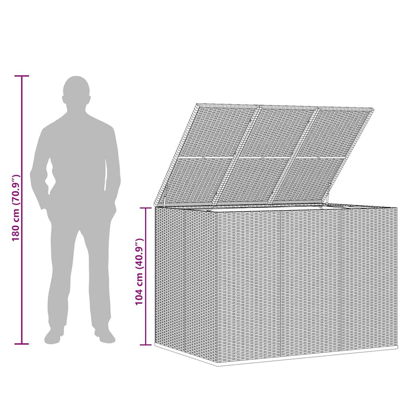 vidaXL Garden Cushion Box PE Rattan 145x100x103 cm Grey