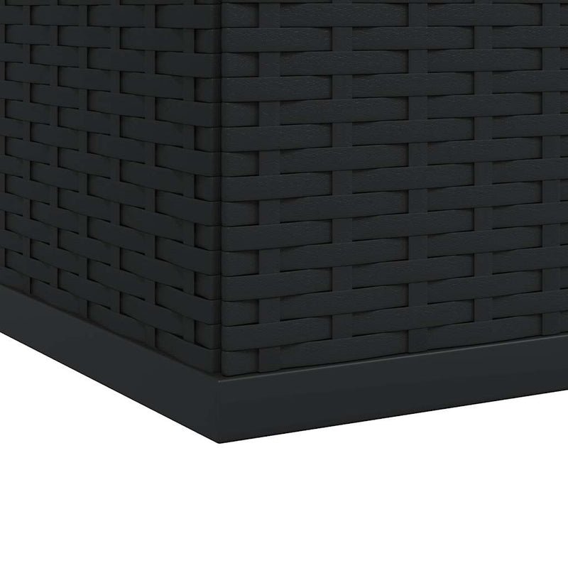 vidaXL Garden Cushion Box PE Rattan 194x100x103 cm Black