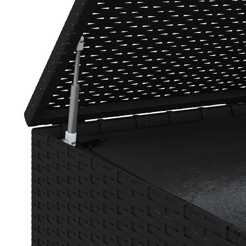 vidaXL Garden Cushion Box PE Rattan 194x100x103 cm Black