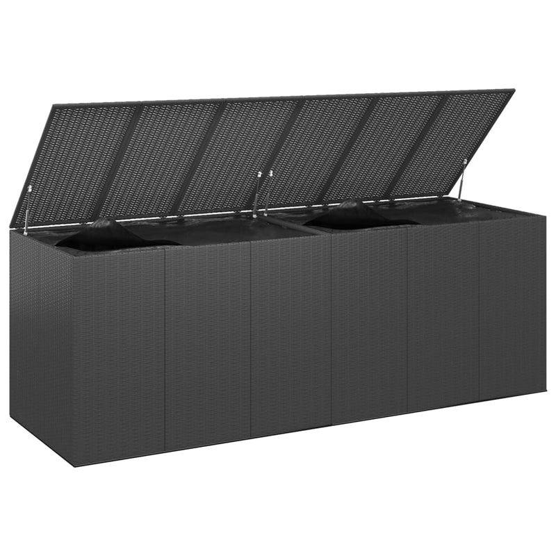 vidaXL Garden Cushion Box PE Rattan 291x100.5x104 cm Black