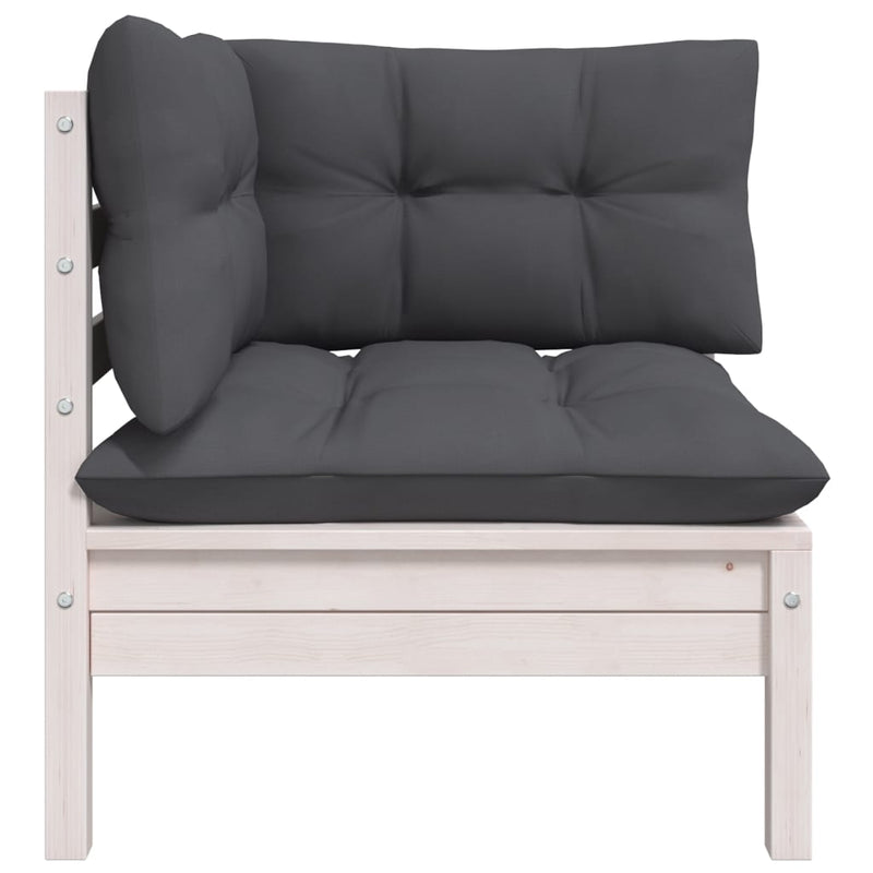vidaXL Garden Corner Sofa with Cushions White Solid Pinewood