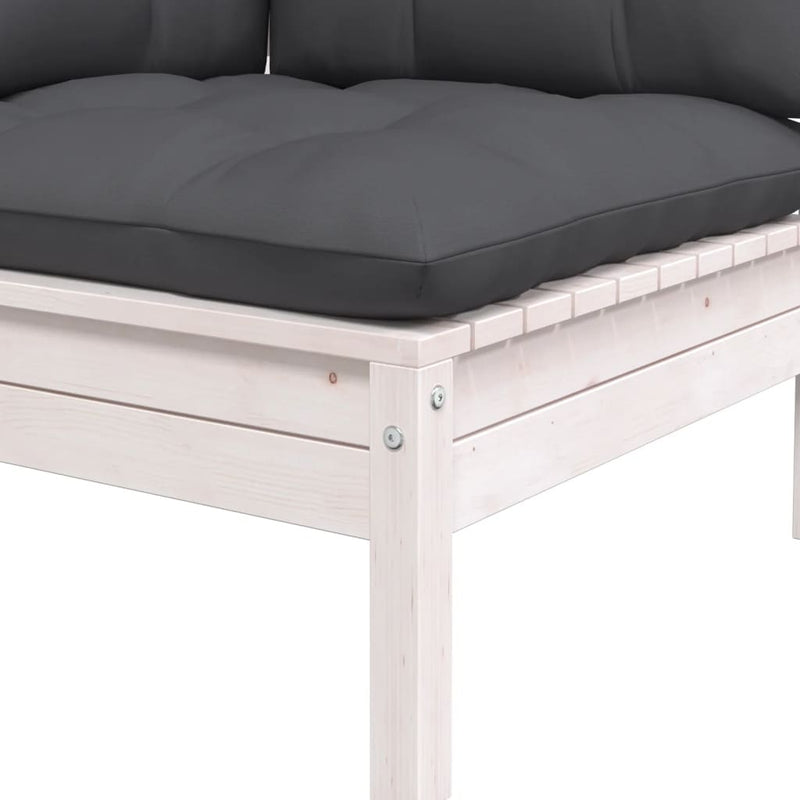 vidaXL Garden Corner Sofa with Cushions White Solid Pinewood