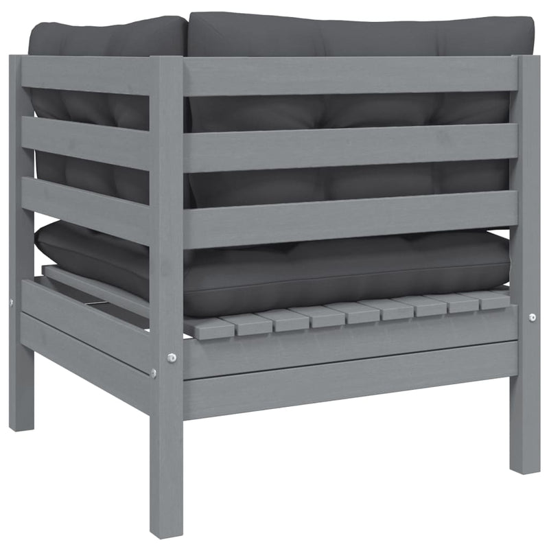vidaXL Garden Corner Sofa with Anthracite Cushions Grey Solid Pinewood