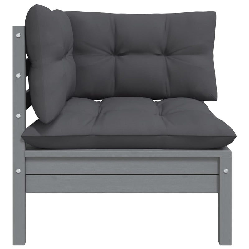 vidaXL 2-Seater Garden Sofa with Cushions Grey Solid Pinewood