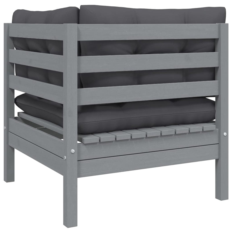 vidaXL 2-Seater Garden Sofa with Cushions Grey Solid Pinewood