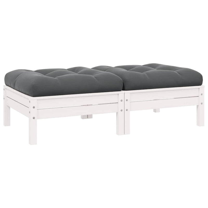 vidaXL 2-Seater Garden Sofa with Cushions White Solid Pinewood